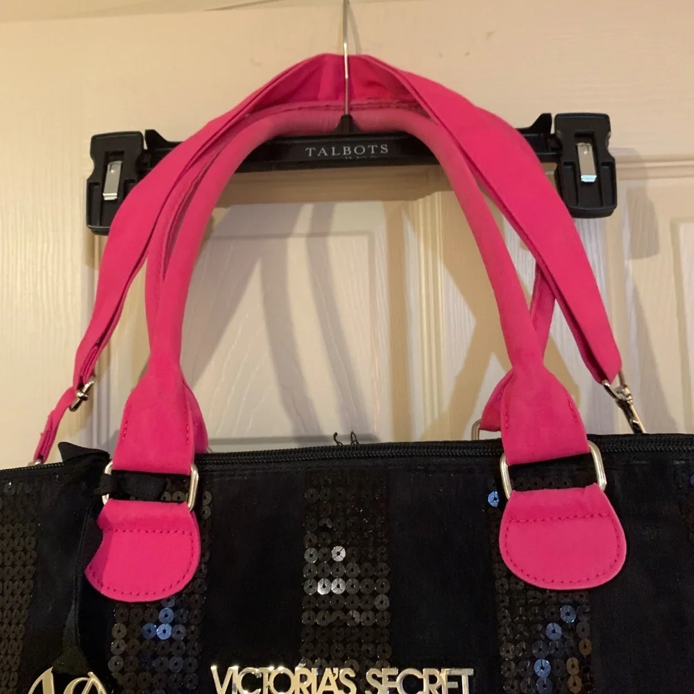 Victoria’s Secret Black/Pink Canvas/Sequin Tote Bag